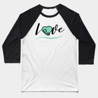 Love medicine black text design with green heart stethoscope and heartbeat Baseball T-Shirt